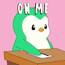 a cartoon of a penguin holding up a book that says agw
