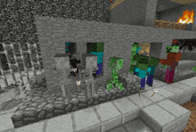 a group of skeletons and zombies in a minecraft game