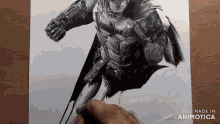 a drawing of a man in a bat suit is made in animatica
