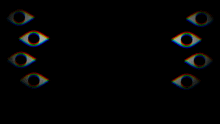 a black background with a rainbow colored eye