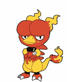 magmar frowning serious face fire tail pokemon