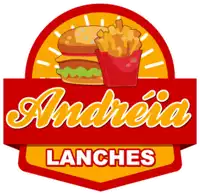 a logo for andreia lanches with a hamburger and french fries on it