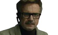 a man with glasses and a mustache is wearing a turtleneck