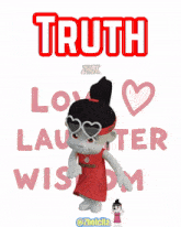 a cartoon girl is standing in front of a sign that says " truth "