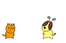 a cartoon of a dog and a cat holding a red heart