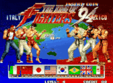 a video game called the king of fighters 94 is being played in italy and mexico