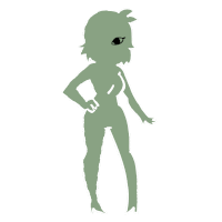 a silhouette of a woman with a big eye