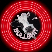 a picture of a cow with the word bullshit written around it