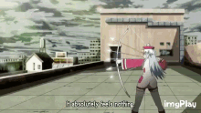 a cartoon of a girl holding a bow and arrow with the words " it absolutely feels nothing " below her