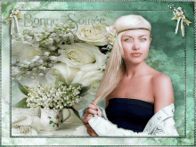 a picture of a woman with flowers and the words bonne soirée