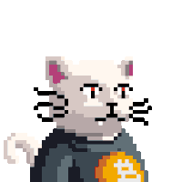 a pixel art drawing of a cat with a red line going through it