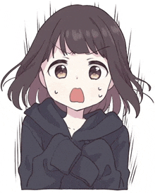 a girl with short hair and brown eyes is wearing a black hoodie .