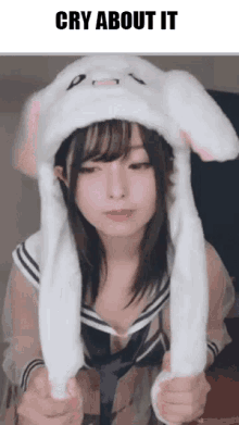cry about it cosplay bunny hat cute
