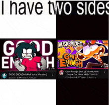 a meme that says ' i have two sides ' on the top