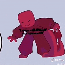 a drawing of a red person wearing a red hoodie and red pants .