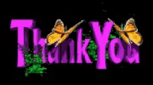 a thank you sign with butterflies on it