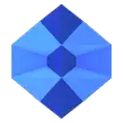 a blue cube with a blue sapphire in the center on a white background .