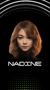 a picture of a woman with the name nadine at the bottom