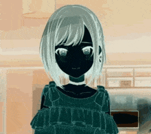 a drawing of a girl with white hair and a necklace