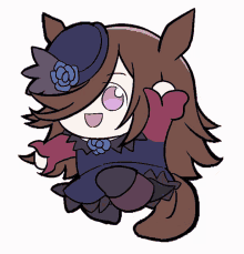 a cartoon drawing of a girl wearing a hat
