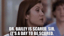 greys anatomy george omalley dr bailey is scared sir its a day to be scared scary day