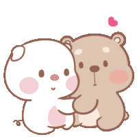 a cartoon of two bears hugging each other with a heart above them that says " love "