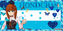 a picture of a girl with the word honduras on the top