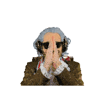 a man wearing a wig and sunglasses has the word razyve on his eyes