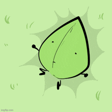 a drawing of a green leaf on a green background
