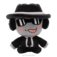 a stuffed toy wearing a hat and sunglasses with the words get microwaved below it
