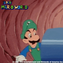 a super mario world advertisement with a cartoon character