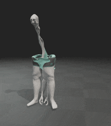 a 3d model of a person 's legs with a head sticking out of them