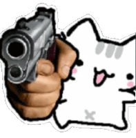 Cat Meme Sticker - Cat Meme Gun Stickers