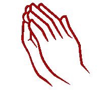 a green drawing of a pair of praying hands on a white background