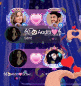 a screenshot of a video game with the name aaditi on the top