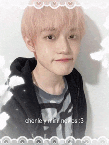 a picture of a young man with the caption " chenle y mimi novios : 3 "
