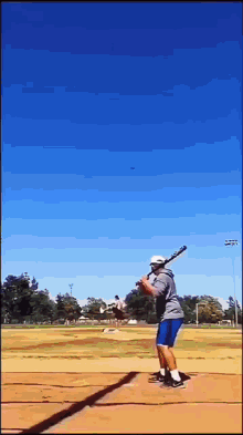 a man is swinging a baseball bat at a ball