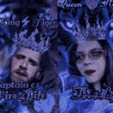 a man with a crown on his head and a woman with a crown on her head with the words king tiger