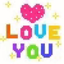 a pixel art of the words `` love you '' with a heart .