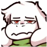 a cartoon of a goat with a sad face .