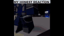a cartoon of a man wearing sunglasses and a blue shirt with the words `` my honest reaction '' written on it .