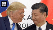 donald trump and xi jinping are standing next to each other and kissing .