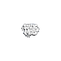 a black and white drawing of the static mob logo on a white background