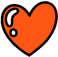 an orange heart with a question mark in it