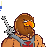 a cartoon drawing of a man with a beard and a sword by a guy named agu