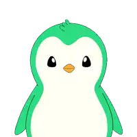 a green and white penguin giving a thumbs up sign