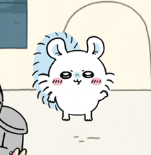 a cartoon drawing of a squirrel with a very long tail