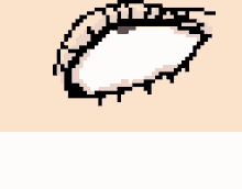 a pixel art of a woman 's eye with long eyelashes