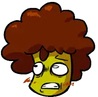 a cartoon drawing of a person with an afro and a yellow face