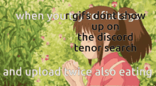 a picture of a girl with the words when your gifs don t show up on the discord
